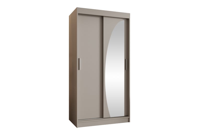 Amira Garderobe Med Spejl 100x200 cm - Beige - Opbevaring - Tøjopbevaring - Garderobeskabe