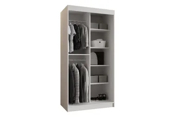 Amira Garderobe Med Spejl 100x200 cm - Beige - Opbevaring - Tøjopbevaring - Garderobeskabe