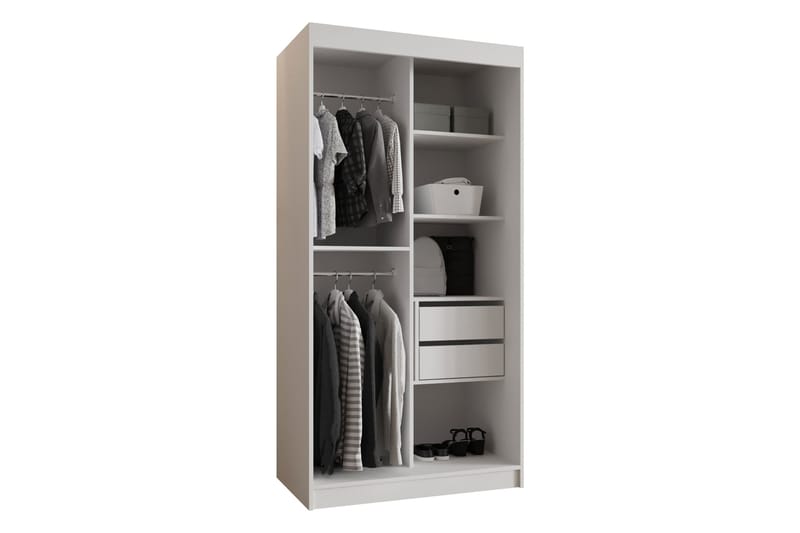 Amira Garderobe Med Spejl 100x200 cm - Opbevaring - Tøjopbevaring - Garderobeskabe