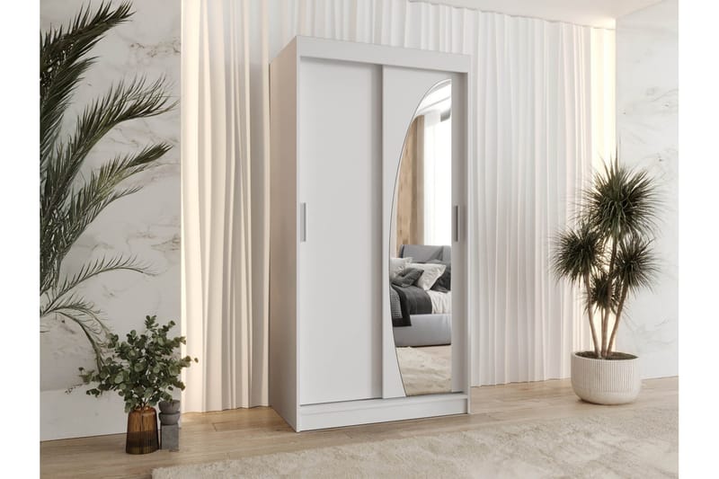 Amira Garderobe Med Spejl 100x200 cm - Opbevaring - Tøjopbevaring - Garderobeskabe