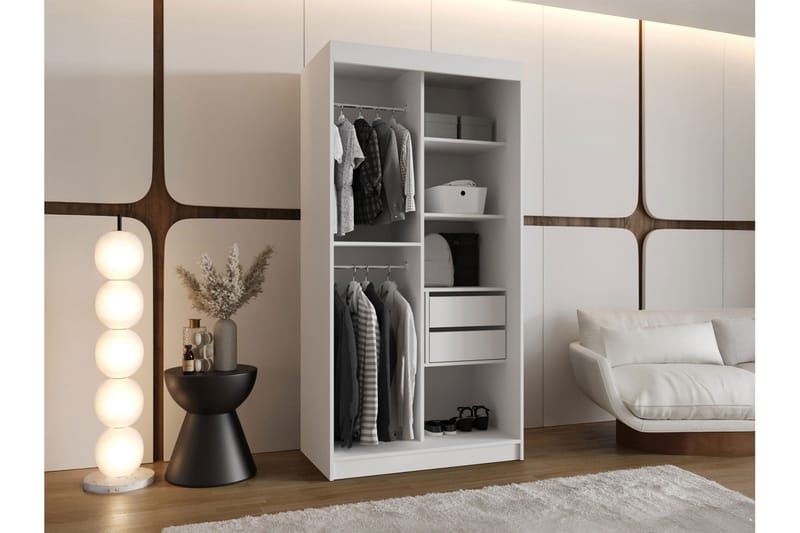 Amira Garderobe Med Spejl 100x200 cm - Opbevaring - Tøjopbevaring - Garderobeskabe