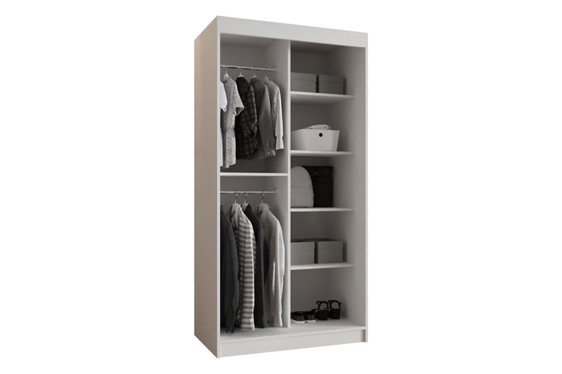 Amira Garderobe Med Spejl 100x200 cm - Opbevaring - Tøjopbevaring - Garderobeskabe