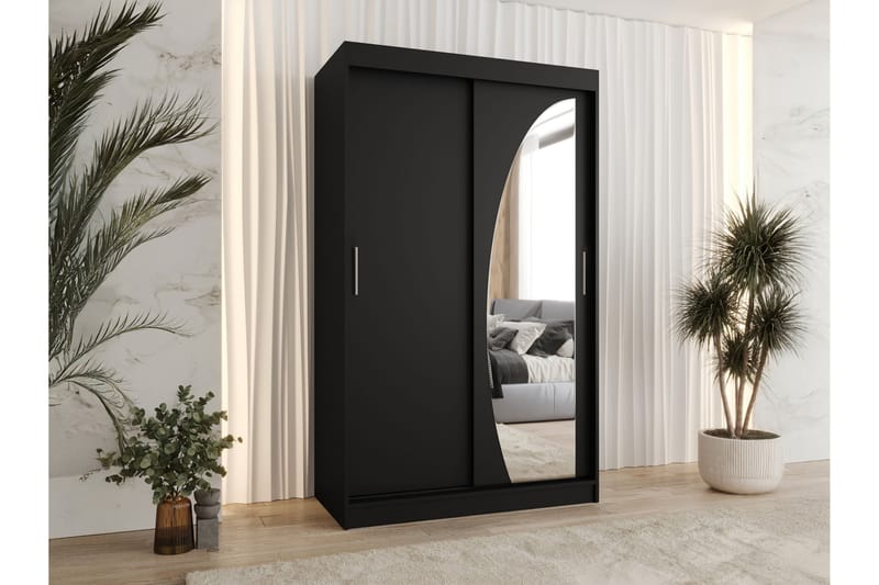 Amira Garderobe Med Spejl 120x200 cm - Hvid/Brun - Opbevaring - Tøjopbevaring - Garderobeskabe