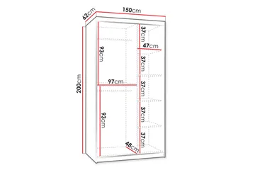 Amira Garderobe Med Spejl 150x200 cm - Beige - Opbevaring - Tøjopbevaring - Garderobeskabe