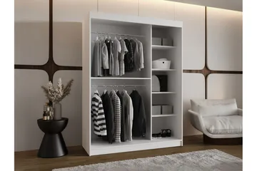Amira Garderobe Med Spejl 150x200 cm - Beige - Opbevaring - Tøjopbevaring - Garderobeskabe