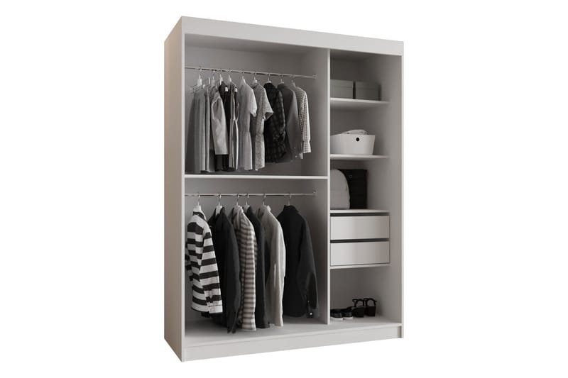 Amira Garderobe Med Spejl 150x200 cm - Beige - Opbevaring - Tøjopbevaring - Garderobeskabe