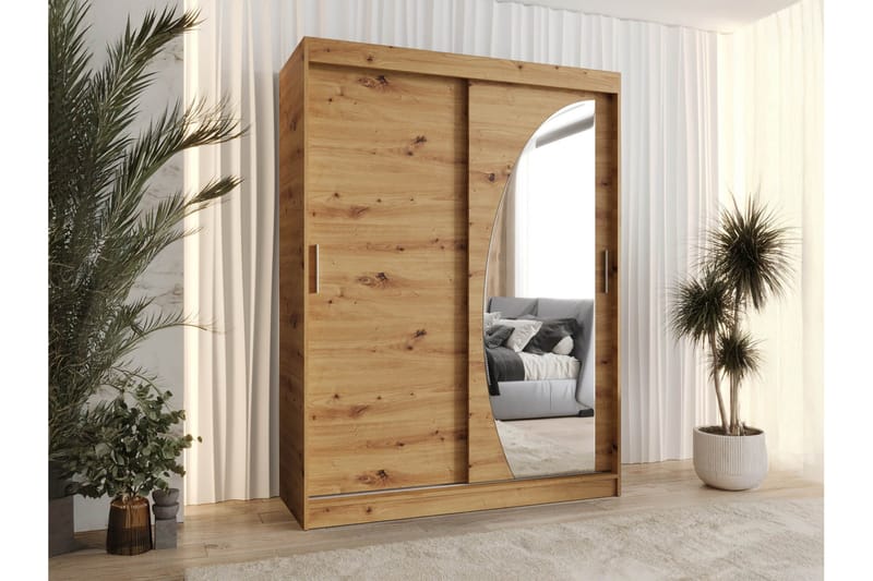 Amira Garderobe Med Spejl 150x200 cm - Opbevaring - Tøjopbevaring - Garderobeskabe