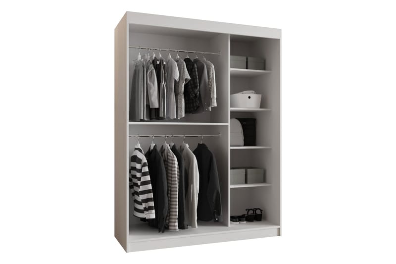 Amira Garderobe Med Spejl 150x200 cm - Opbevaring - Tøjopbevaring - Garderobeskabe