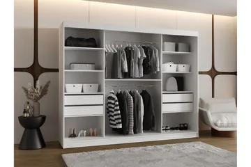 Amira Garderobe Med Spejl 250x200 cm - Opbevaring - Tøjopbevaring - Garderobeskabe