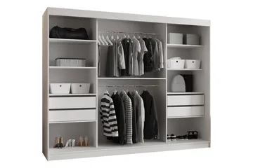 Amira Garderobe Med Spejl 250x200 cm - Opbevaring - Tøjopbevaring - Garderobeskabe
