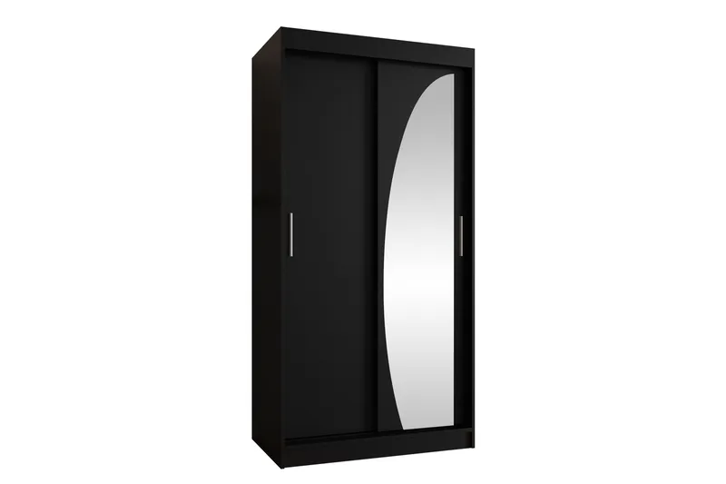 Amira Garderobeskab med Spejl 100x200 cm i Malet Træ, Sort