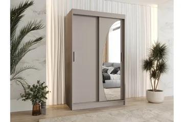 Amira Garderobeskab med Spejl 120x200 cm i Malet Træ - Beige - Opbevaring - Tøjopbevaring - Garderobeskabe