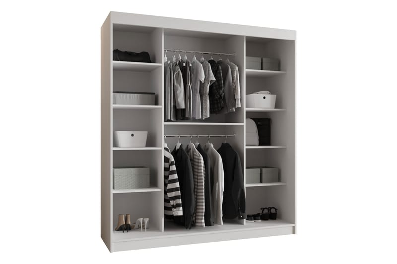 Amira Garderobeskab Med Spejl 180x200 cm - Beige - Opbevaring - Tøjopbevaring - Garderobeskabe