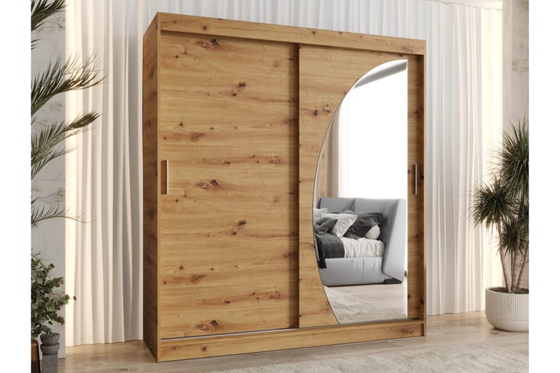 Amira Garderobeskab Med Spejl 180x200 cm - Opbevaring - Tøjopbevaring - Garderobeskabe