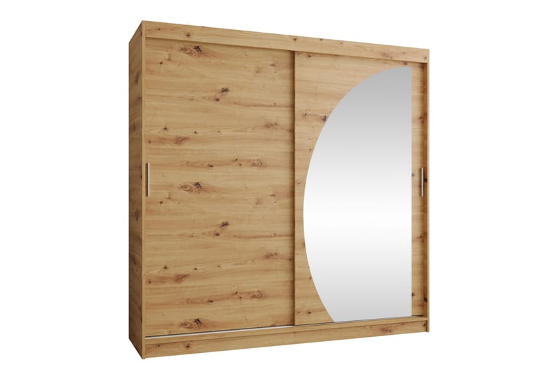 Amira Garderobeskab Med Spejl 200x200 cm - Brun - Opbevaring - Tøjopbevaring - Garderobeskabe