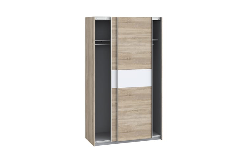 Amyracle Garderobe 62x121 cm - Hvid/Brun/Grå - Opbevaring - Tøjopbevaring - Garderobeskabe