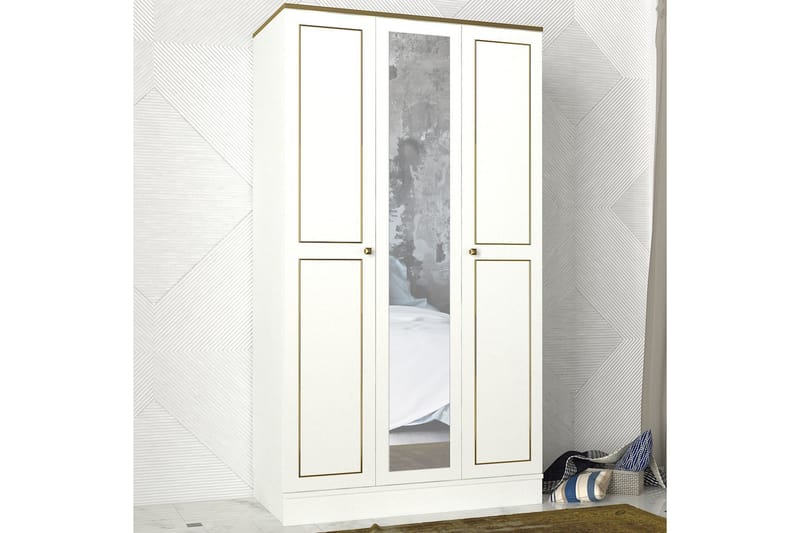 Analynn Garderobe 105 cm - Hvid|Guld - Garderobeskabe - Garderobeskab & klædeskab