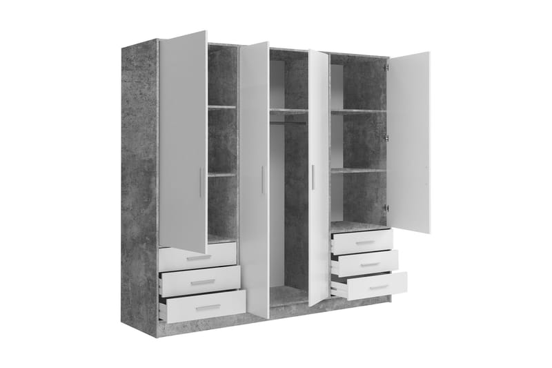 Ashgate Garderobe 207 cm - Grå/Hvid - Opbevaring - Tøjopbevaring - Garderobeskabe