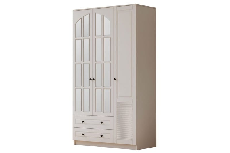 Astrel Garderobesskåp 105x184 cm - Mat Hvid - Opbevaring - Tøjopbevaring - Garderobeskabe - Garderobeskab & klædeskab