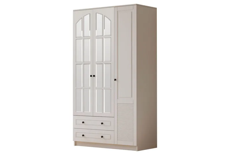 Astrel Garderobesskåp 105x210 cm - Mat Hvid - Opbevaring - Tøjopbevaring - Garderobeskabe - Garderobeskab & klædeskab