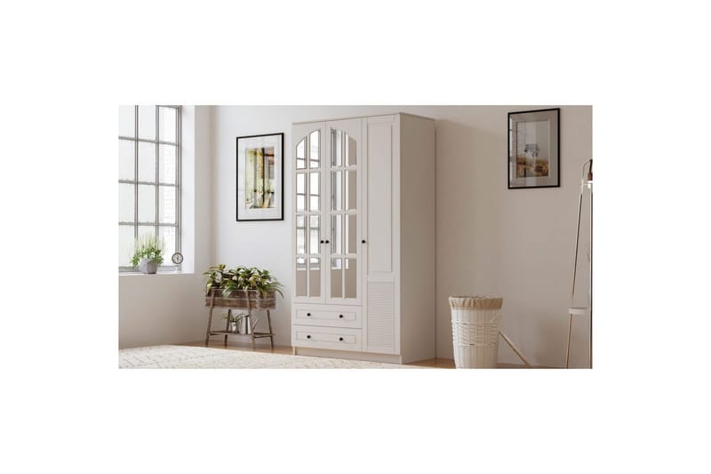 Astrel Garderobesskåp 105x210 cm - Mat Hvid - Opbevaring - Tøjopbevaring - Garderobeskabe - Garderobeskab & klædeskab