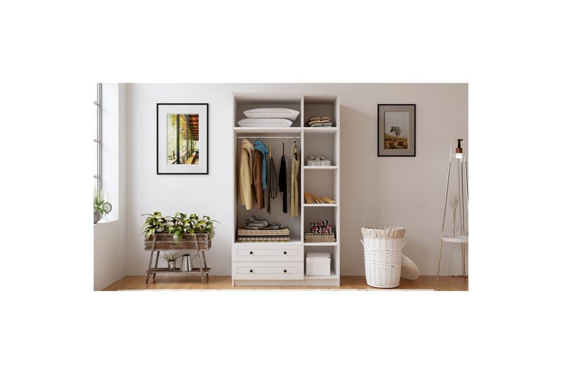 Astrel Garderobesskåp 105x210 cm - Mat Hvid - Opbevaring - Tøjopbevaring - Garderobeskabe - Garderobeskab & klædeskab