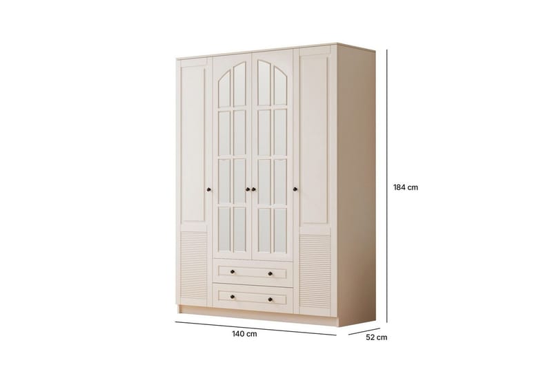 Astrel Garderobesskåp 140x184 cm - Mat Hvid - Opbevaring - Tøjopbevaring - Garderobeskabe - Garderobeskab & klædeskab