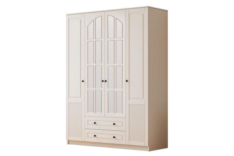Astrel Garderobesskåp 140x184 cm, Mat Hvid