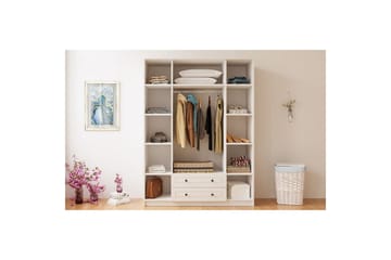 Astrel Garderobesskåp 140x210 cm - Mat Hvid - Opbevaring - Tøjopbevaring - Garderobeskabe - Garderobeskab & klædeskab