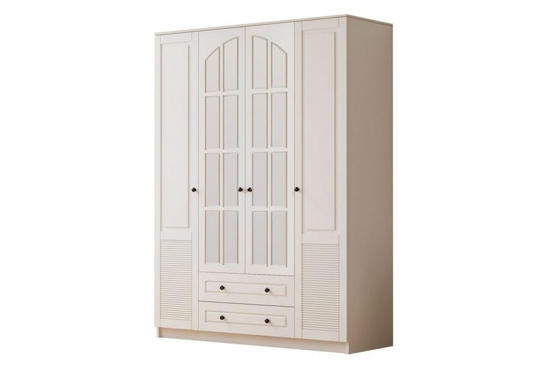 Astrel Garderobesskåp 140x210 cm, Mat Hvid