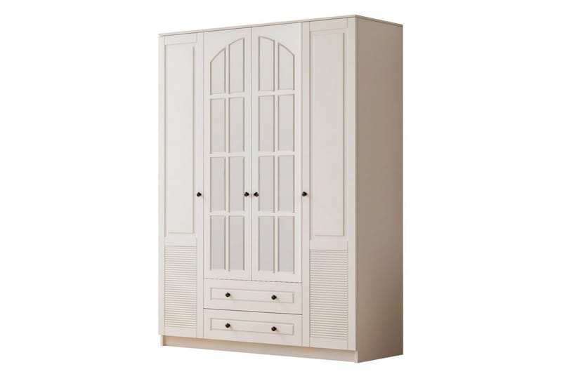 Astrel Garderobesskåp 140x210 cm, Mat Hvid