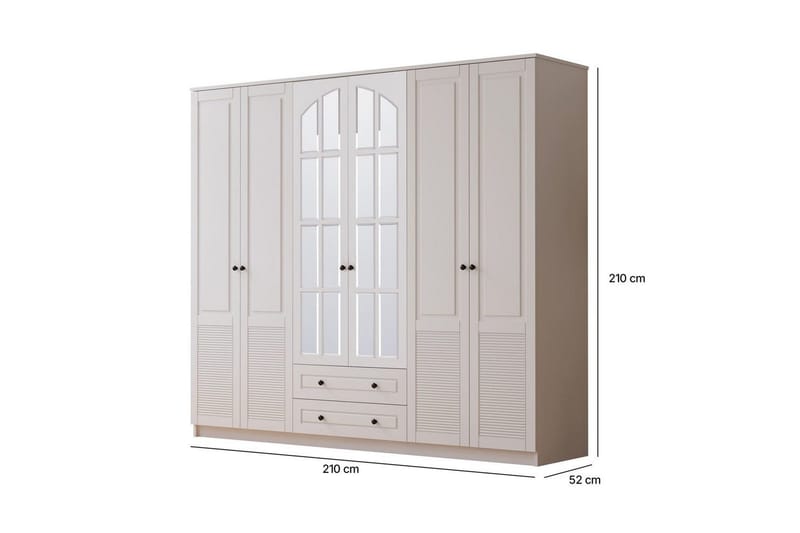 Astrel Garderobesskåp 210x210 cm - Mat Hvid - Opbevaring - Tøjopbevaring - Garderobeskabe - Garderobeskab & klædeskab