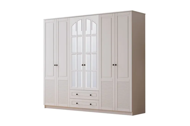 Astrel Garderobesskåp 210x210 cm - Mat Hvid - Opbevaring - Tøjopbevaring - Garderobeskabe - Garderobeskab & klædeskab