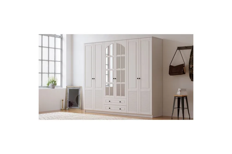 Astrel Garderobesskåp 210x210 cm - Mat Hvid - Opbevaring - Tøjopbevaring - Garderobeskabe - Garderobeskab & klædeskab