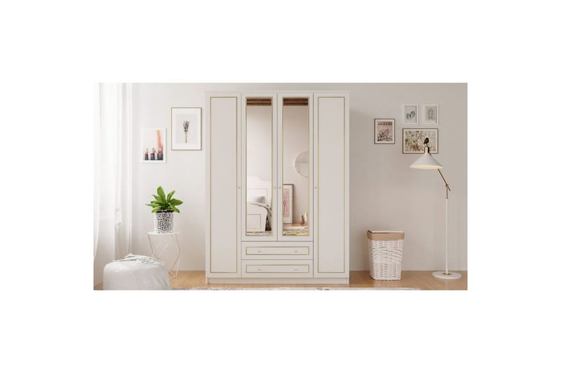 Auric Garderobe 140x180 cm - Mat Hvid - Opbevaring - Tøjopbevaring - Garderobeskabe