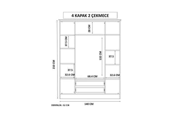 Auric Garderobe 140x210 cm - Mat Hvid - Opbevaring - Tøjopbevaring - Garderobeskabe