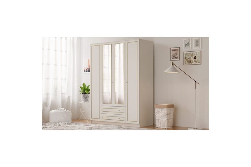 Auric Garderobe 140x210 cm - Mat Hvid - Opbevaring - Tøjopbevaring - Garderobeskabe