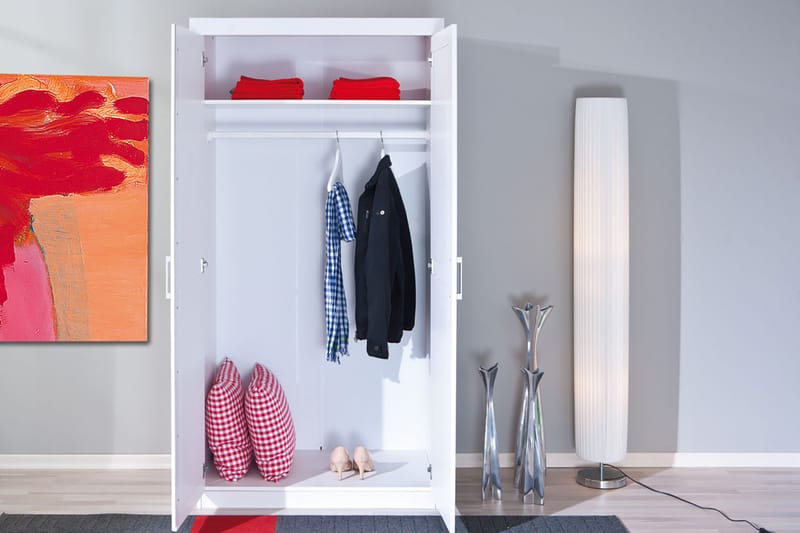 Bailey Garderobe 95 cm - Hvid - Opbevaring - Tøjopbevaring - Garderobeskabe