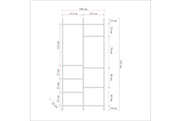 Batler Garderobe 52x104 3 Låger - Natur - Opbevaring - Tøjopbevaring - Garderobeskabe