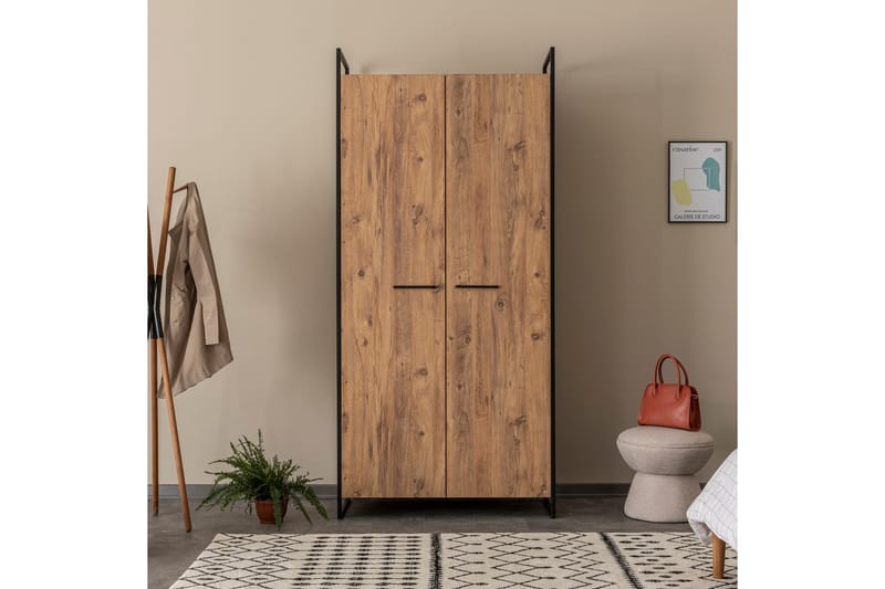 Batler Garderobe 52x104 4 døre - Natur - Opbevaring - Tøjopbevaring - Garderobeskabe