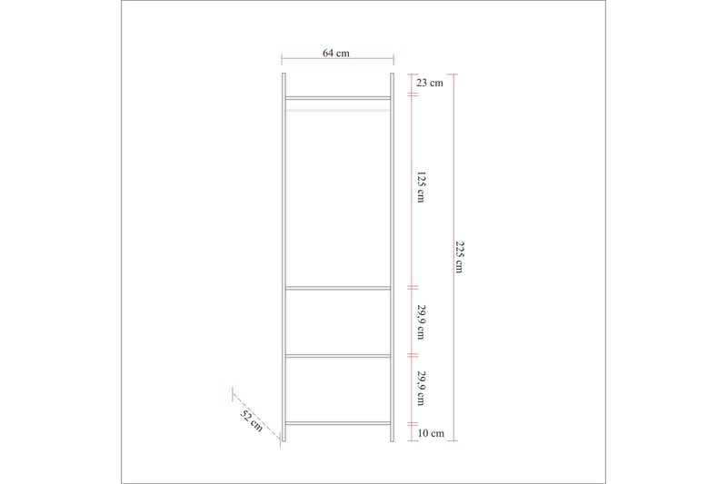 Batler Garderobe 52x64 4 Skab 13 Hylder - Natur - Garderobeskabe - Garderobeskab & klædeskab