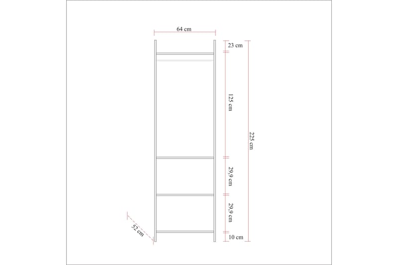 Batler Garderobe 52x64 4 skabe - Natur - Opbevaring - Tøjopbevaring - Garderobeskabe