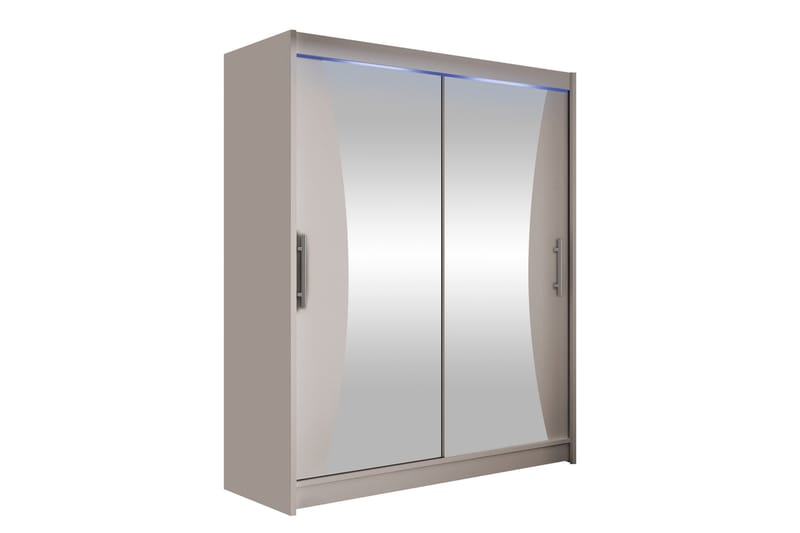 Bay Garderobe Med Spejl 150x200 cm - Beige - Opbevaring - Tøjopbevaring - Garderobeskabe
