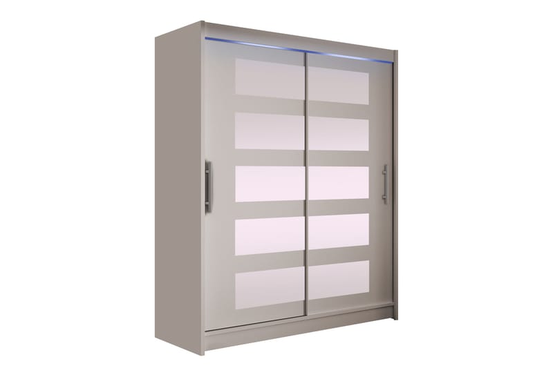 Bay Garderobe Med Spejl 150x200 cm - Beige - Opbevaring - Tøjopbevaring - Garderobeskabe