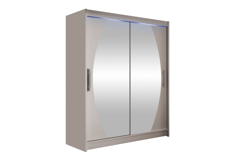 Bay Garderobe Med Spejl 150x200 cm - Beige - Opbevaring - Tøjopbevaring - Garderobeskabe