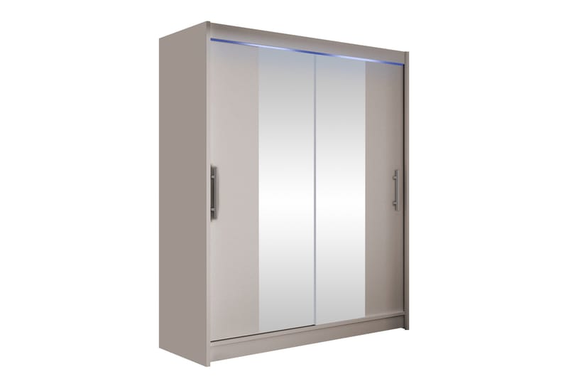 Bay Garderobe Med Spejl 150x200 cm - Beige - Opbevaring - Tøjopbevaring - Garderobeskabe