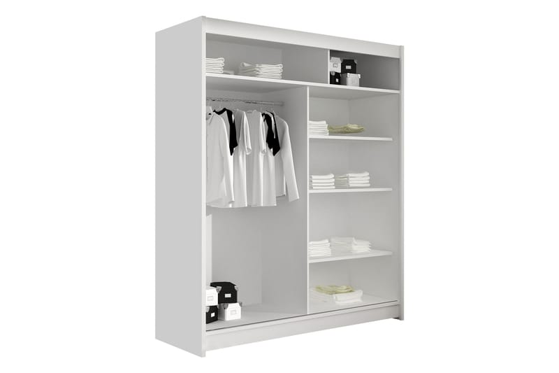 Bay Garderobe Med Spejl 150x200 cm - Beige - Opbevaring - Tøjopbevaring - Garderobeskabe