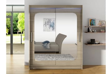 Bay Garderobe Med Spejl 150x200 cm - Brun - Opbevaring - Tøjopbevaring - Garderobeskabe