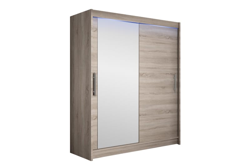 Bay Garderobe Med Spejl 150x200 cm - Brun - Opbevaring - Tøjopbevaring - Garderobeskabe