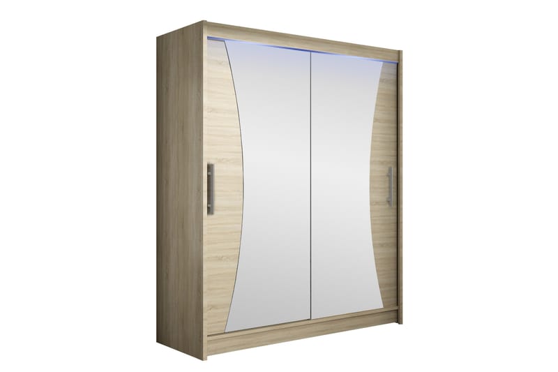 Bay Garderobe Med Spejl 150x200 cm - Brun - Opbevaring - Tøjopbevaring - Garderobeskabe